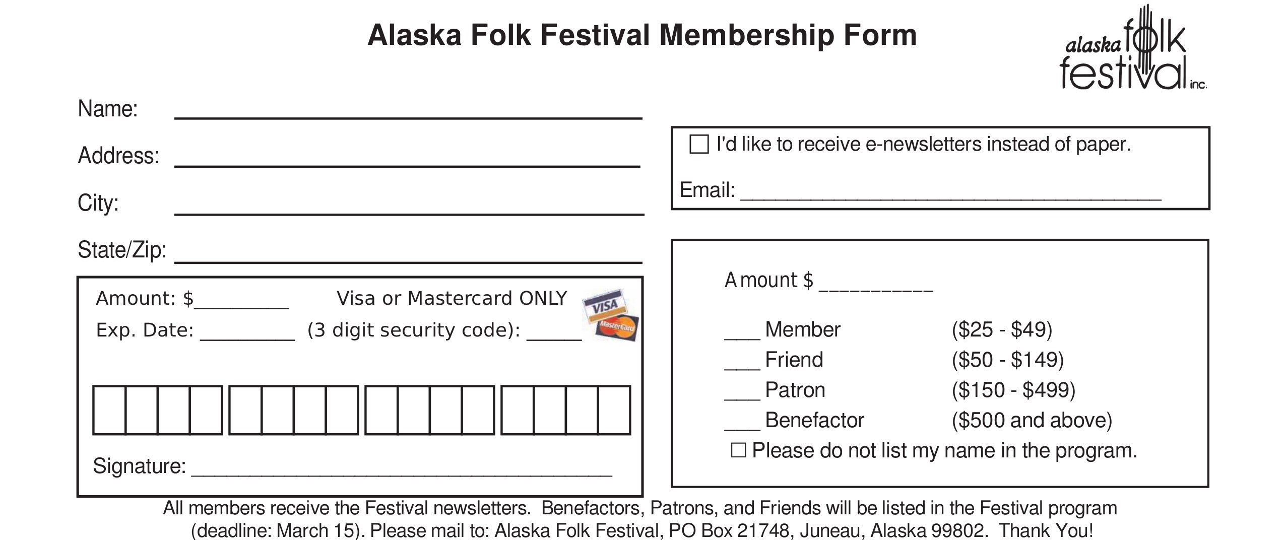 membership form